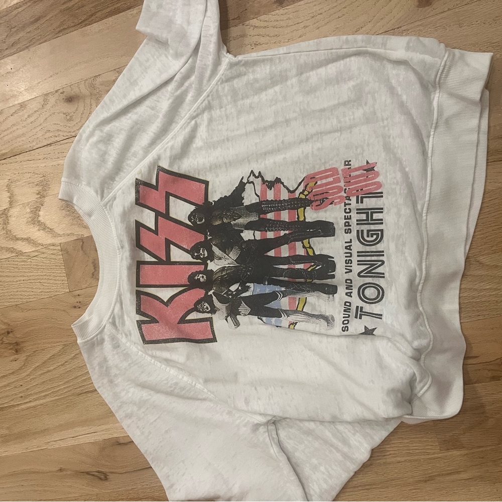Recycled Karma White KISS Graphic Sweatshirt